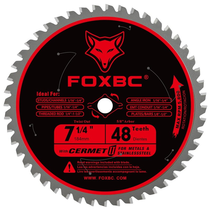 FOXBC 7-1/4 inch Circular Saw Blade Metal and Stainless Steel Cutting 48 Teeth, Replacement for Diablo D0748CF Ceramic Carbide Saw Blade - Image 1